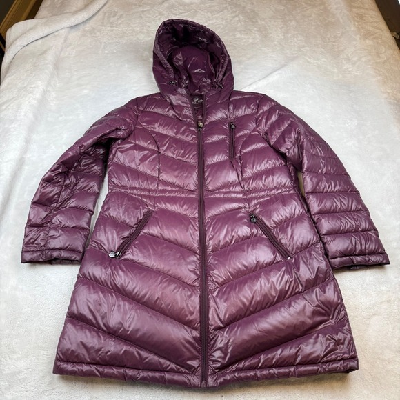 Curations Caravan Womens Purple Down Puffer Coat Hooded Quilted Winter Jacket - Picture 1 of 7